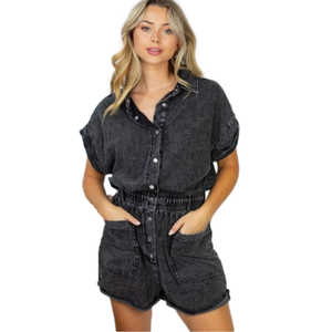 White Birch Mineral Washed Romper NWOT